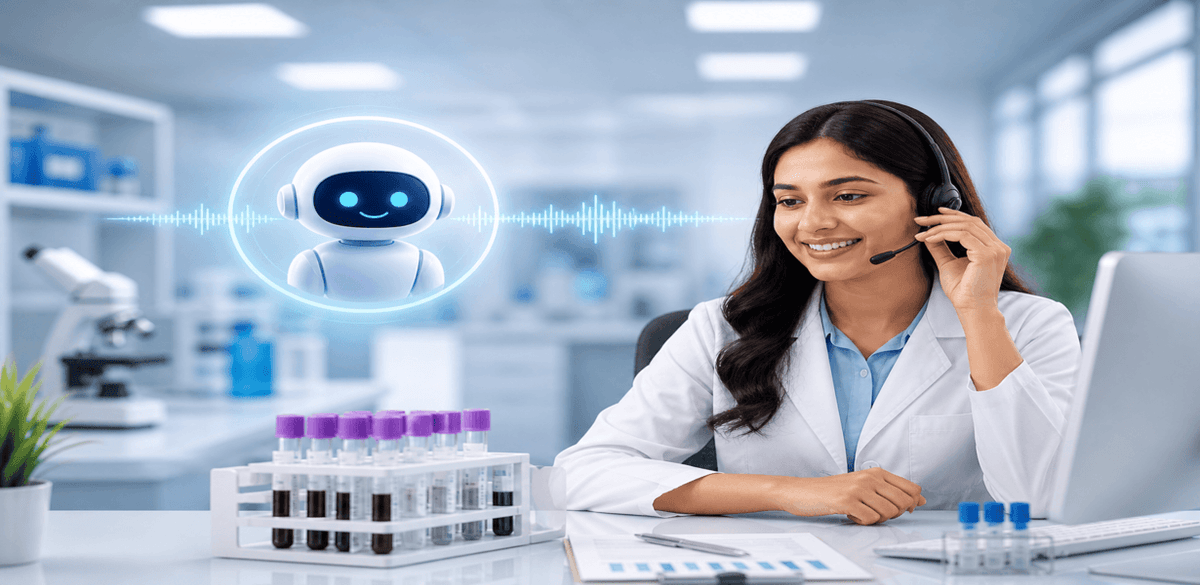 Voice AI agent helping a diagnostic lab manage patient calls, home sample bookings, and report queries